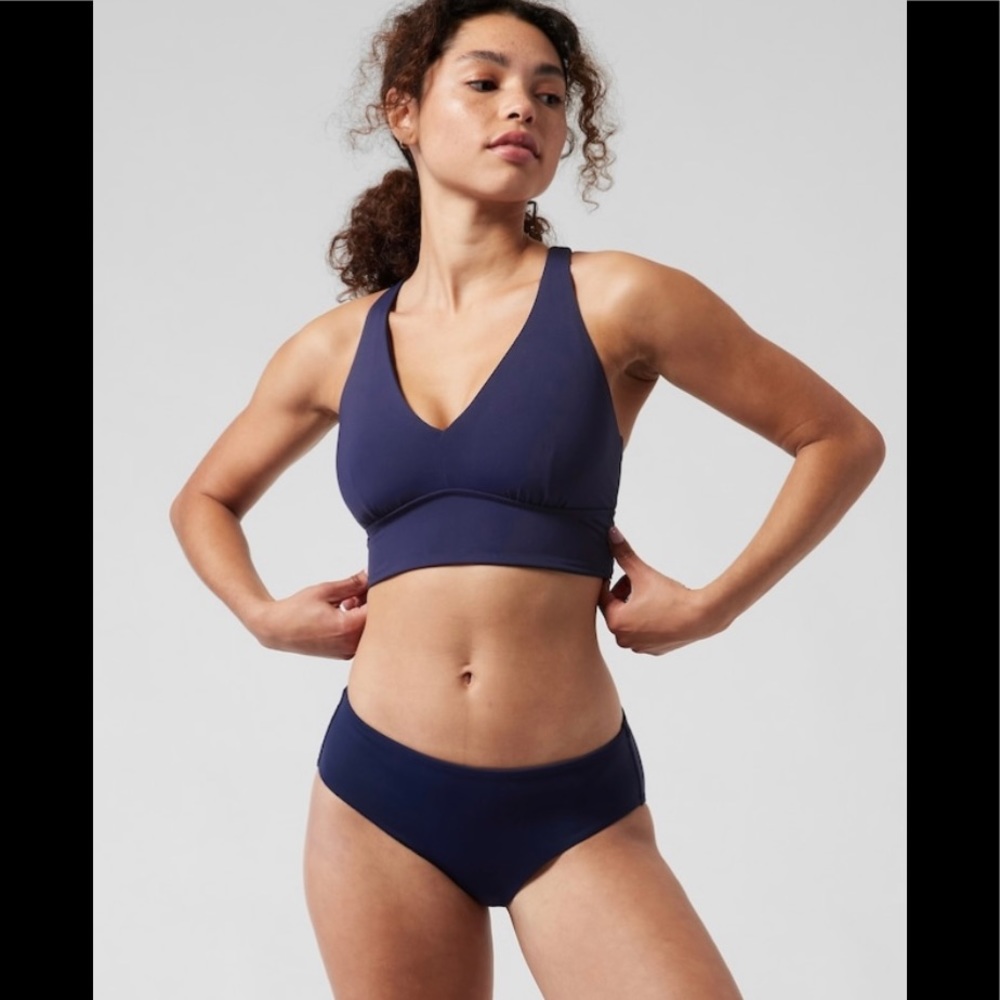 NWT-Athleta Dress Blue Plunge Bikini Top, D-DD Large